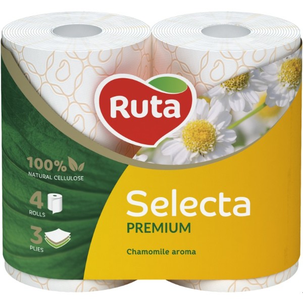 Фото - Туалетний папір Ruta Selecta з ароматом ромашки 3 шари 4 рулони (4820023744493) Фото - Туалетний папір Ruta Selecta з ароматом ромашки 3 шари 4 рулони (4820023744493)