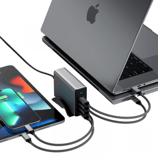 Фото - Мережевий зарядний пристрій Satechi 165W USB-C 4-Port PD GaN Charger Space Gray (ST-UC165GM-EU)