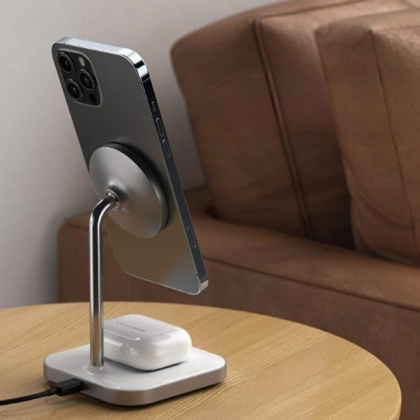 Фото - Беспроводное зарядное устройство Satechi Aluminum 2 in 1 Magnetic Wireless Charging Stand Space Gray (ST-WMCS2M)