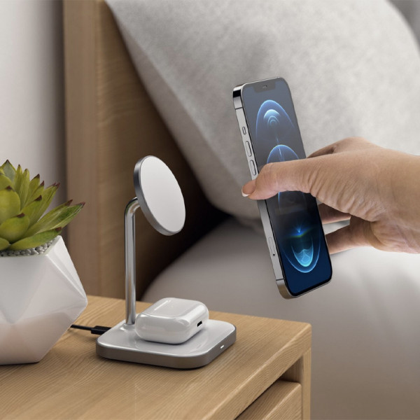 Фото - Беспроводное зарядное устройство Satechi Aluminum 2 in 1 Magnetic Wireless Charging Stand Space Gray (ST-WMCS2M)