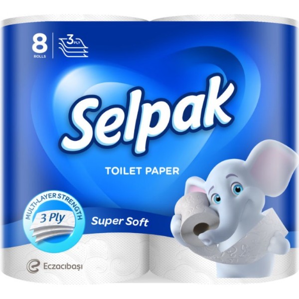 Фото - Туалетний папір SELPAK Біла 3 шари, 8шт (8690530204515)