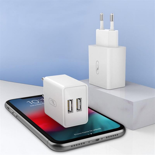 Фото - Мережевий зарядний пристрій SkyDolphin SC30V 2USB, 2.1A White (SDMZP-000114) + кабель microUSB