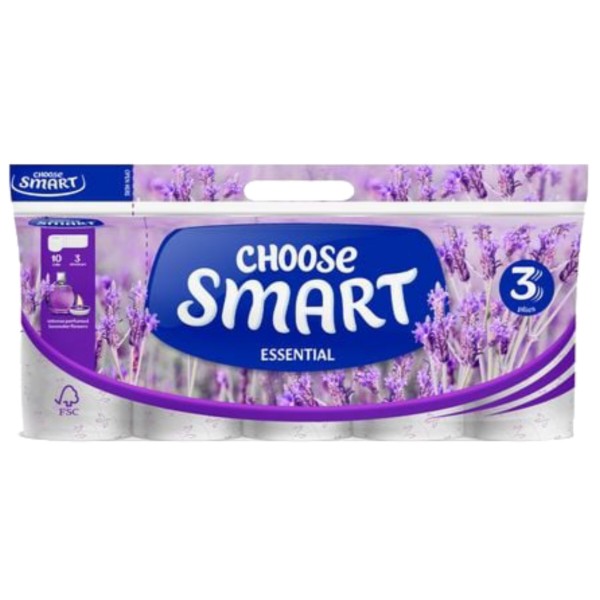 Фото - Туалетная бумага Smart ESENTIAL Лаванда 3 слоя, 10 рул. по 14,4м