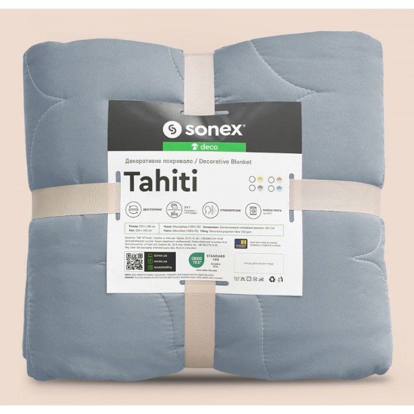 Фото - Покрывало двуспальное Sonex Tahiti двухстороннее 220х240 см Темно-серый/светло-серый (SO102522)