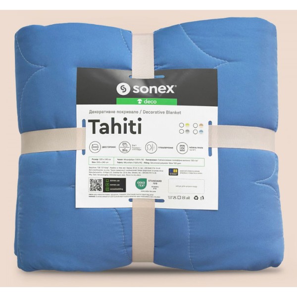 Фото - Покрывало двуспальное Sonex Tahiti двухстороннее 220х240 см Сине-голубое (SO102523)
