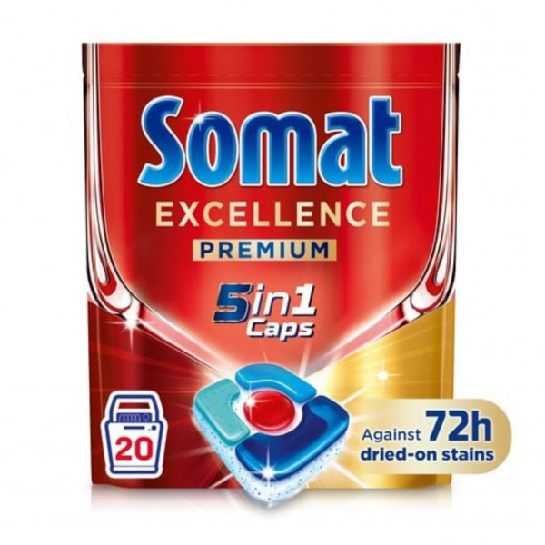 Фото - Таблетка для посудомоечной машины Somat Exellence 5-в-1, 20 шт
