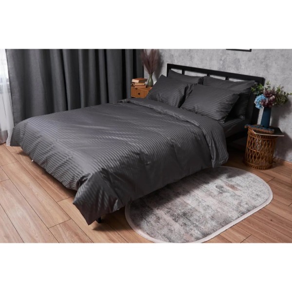 Фото - Комплект постільної білизни Moon&Star Satin Stripe Stripe Black King Size 220x240 (MS-820003676)