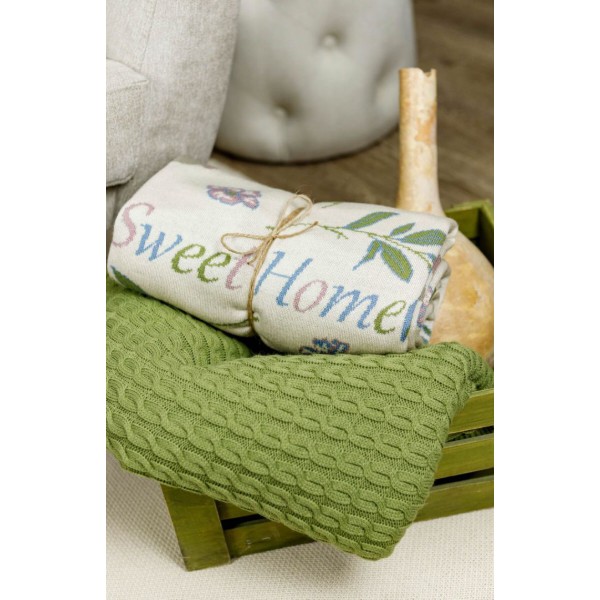 Фото - Плед полуторний Прованс Sweet home Kosa травяний 130х170 (028461)