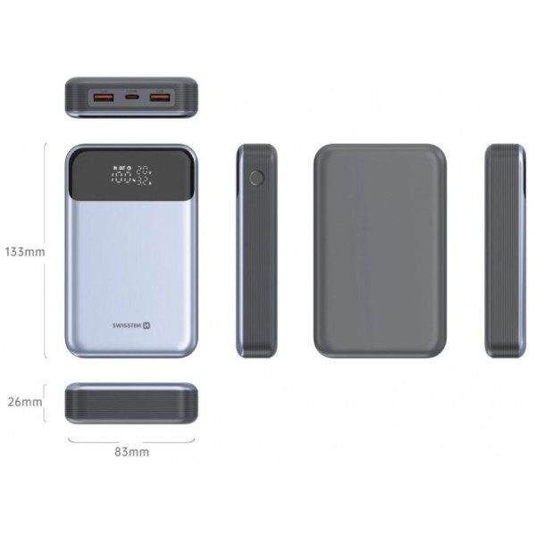 Фото - Батарея мобільна Swissten 20000mAh 100W Black/Silver (8595217483781)