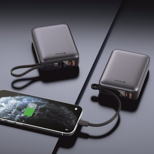 Фото - Батарея мобільна Swissten 20000 mAh 45 Вт з кабелем Type-C Silver (8595217490833)