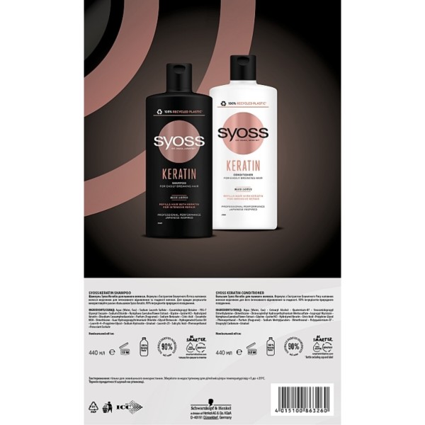 Фото - Подарочный набор для ухода за волосами SYOSS Keratin Intensive Repair Шампунь 440 мл + Бальзам 440 мл