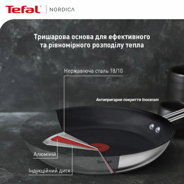 Фото - Сковорода універсальна Tefal H8710255 Nordica 20 см