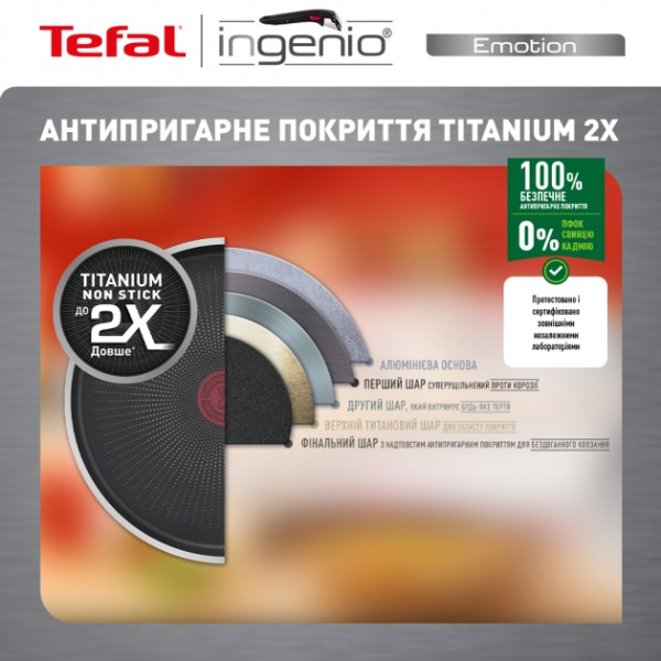Фото - Набір посуду зі знімною ручкою Tefal L897SA74 Ingenio Emotion 10 пр
