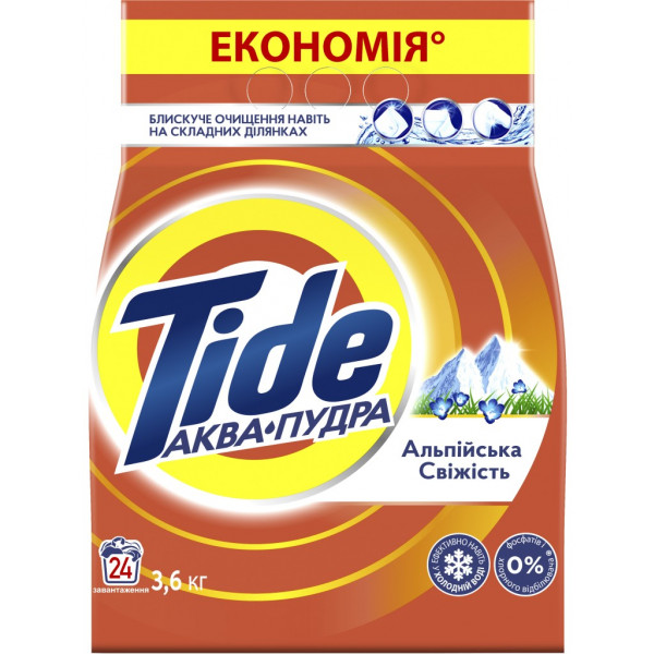 Фото - Пральний порошок Tide Аква-Пудра Альпійська свіжість 3.6 кг (8006540537701)