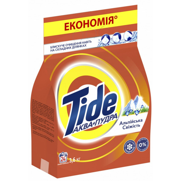 Фото - Пральний порошок Tide Аква-Пудра Альпійська свіжість 3.6 кг (8006540537701)