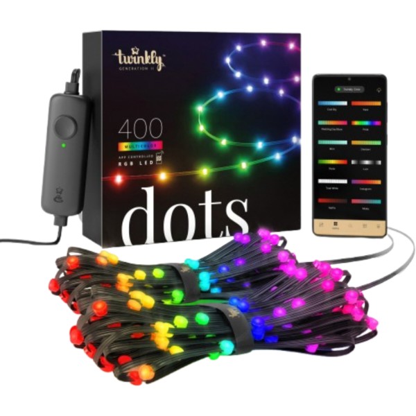 Фото - Гірлянда лінійна Twinkly Dots Lights RGB 400 IP44 20м USB-C (TWD400STP-BEU)