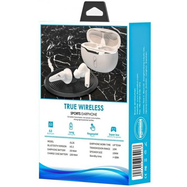 Фото - Наушники вкладыши беспроводные TWS SkyDolphin SL26 White (SDBTE-000189)