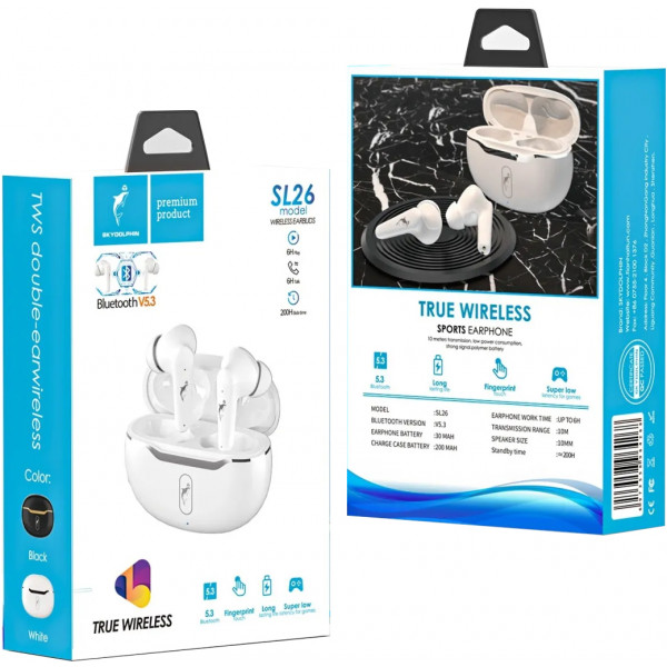 Фото - Наушники вкладыши беспроводные TWS SkyDolphin SL26 White (SDBTE-000189)
