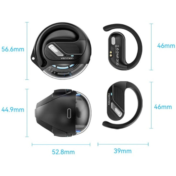 Фото - Навушники вкладиші бездротові TWS Vention OpenBeat O12 Black (NBUB0)