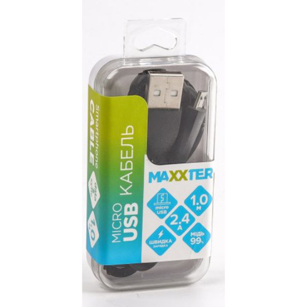 Фото - Кабель Maxxter USB-microUSB 1м Black (UB-M-USB-01BK)