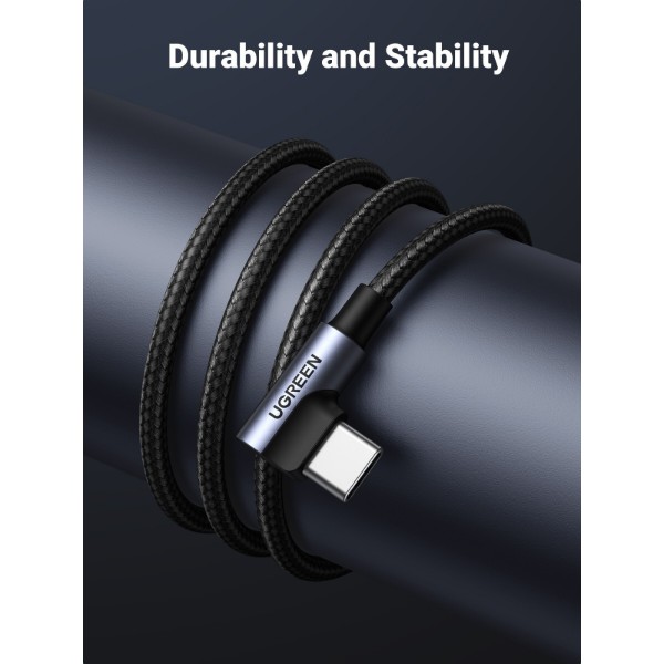 Фото - Кабель UGREEN US176 Angled USB 2.0 to Angled USB Type-C 2m Black (20857)