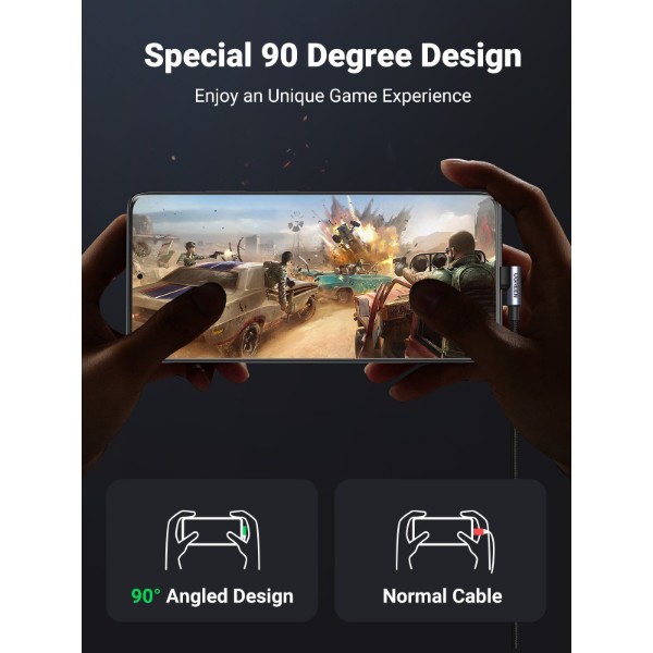 Фото - Кабель UGREEN US176 Angled USB 2.0 to Angled USB Type-C 2m Black (20857)