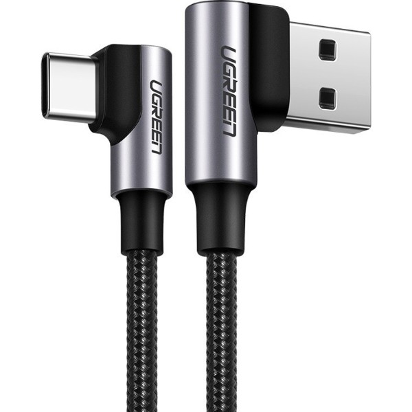 Фото - Кабель UGREEN US176 Angled USB 2.0 to Angled USB Type-C 2m Black (20857)
