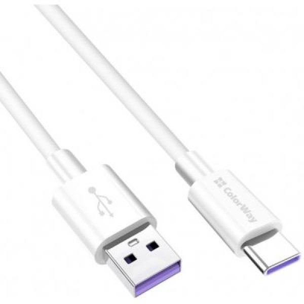 Фото - Кабель Colorway USB 2.0 AM to Type-C 1.0m 5A White (CW-CBUC019-WH)