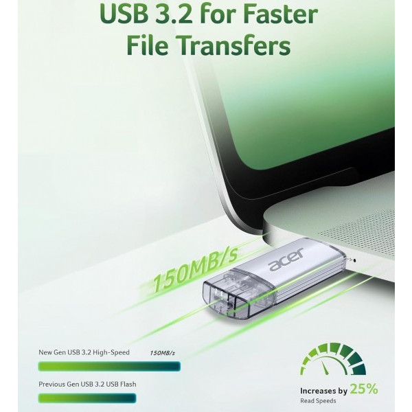 Фото - Флеш USB Acer UT300 32GB Dual Drive USB-C & USB-A USB 3.2 Gen1 (BL.9BWWA.588)