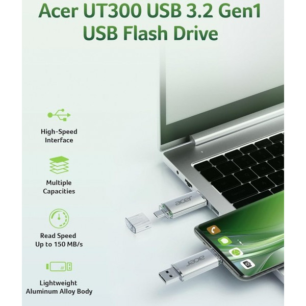 Фото - Флеш USB Acer UT300 32GB Dual Drive USB-C & USB-A USB 3.2 Gen1 (BL.9BWWA.588)