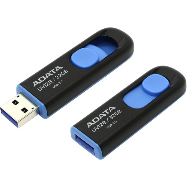Фото - Флеш USB ADATA UV128 32GB USB 3.0 Black-Blue (AUV128-32G-RBE)