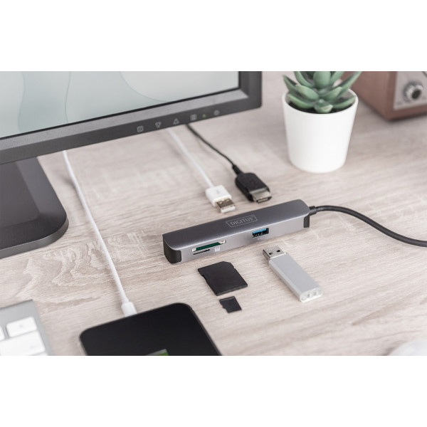 Фото - Хаб USB Digitus USB-C > HDMI/2xUSB-A/SD/MicroSD (DA-70891)
