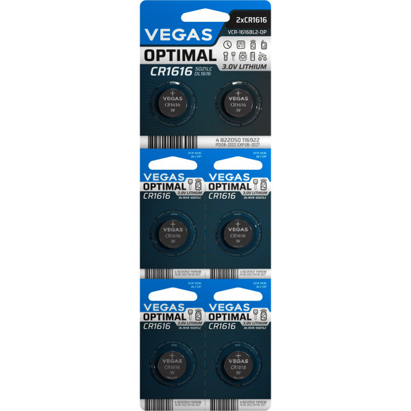 Фото - Элемент питания тип CR1616 Vegas VСR-1616BL6-OP