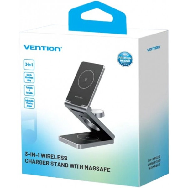 Фото - Беспроводное зарядное устройство Vention 15W 3-in-1 Magnetic Wireless Fast Charger Gray (FGFH0)