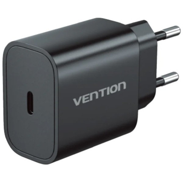 Фото - Сетевое зарядное устройство Vention 1xUSB-C 20W + USB-C to Lightning cable М-М Black (G17B0-EU)