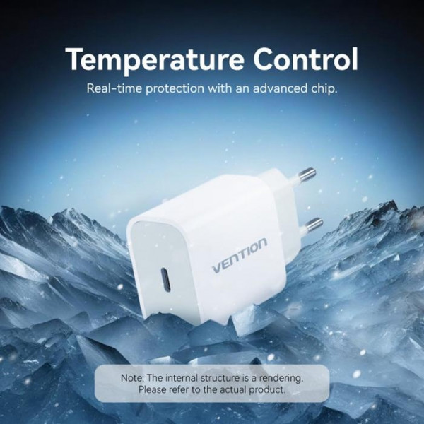 Фото - Сетевое зарядное устройство Vention 1xUSB-C 20W + USB-C to Lightning cable М-М White (G17W0-EU)