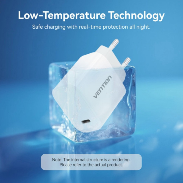 Фото - Сетевое зарядное устройство Vention 1xUSB-C 30W + USB-C cable М-М White (G18W0-EU)