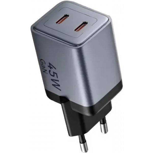 Фото - Сетевое зарядное устройство Vention 2xUSB-C 45W PD3.0/QC/GaN + USB-C cable М-М (TZ-FCDH0-EU)