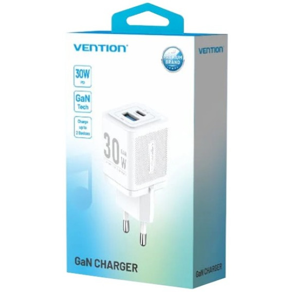 Фото - Сетевое зарядное устройство Vention 2xUSB 30W (USB-A/USB-C) + USB-C cable М-М White (TZ-FEQW0-EU-01)