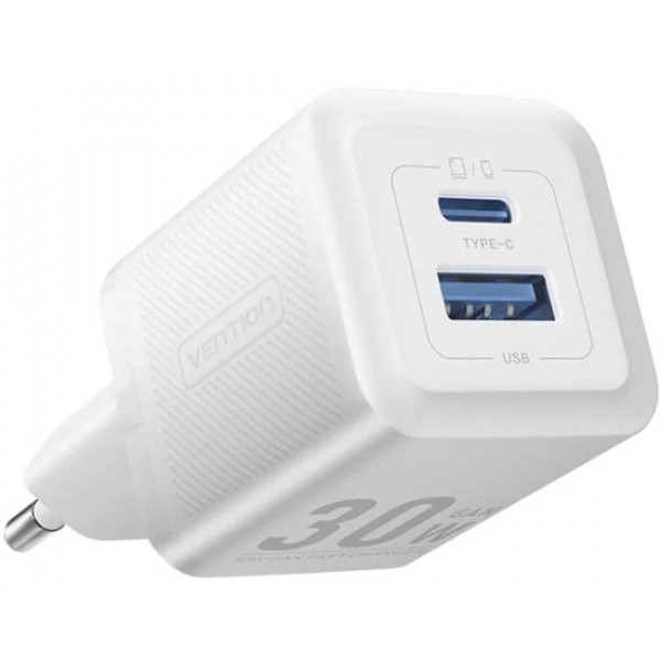 Фото - Сетевое зарядное устройство Vention 2xUSB 30W (USB-A/USB-C) + USB-C cable М-М White (TZ-FEQW0-EU-01)