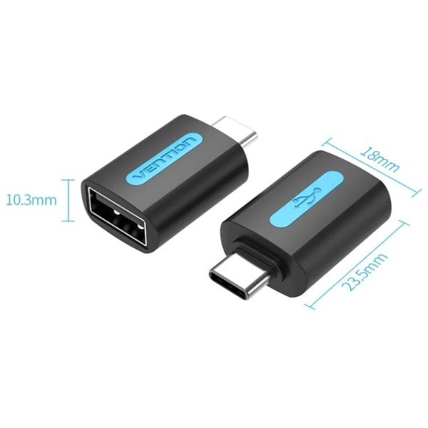 Фото - Переходник Vention USB 2.0 Type-C - USB AF (OTG) Black PVC (CDTB0)