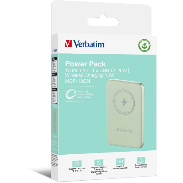 Фото - Батарея мобільна Verbatim Charge 'n' Go 10K mAh (GRN MCP-10GN)