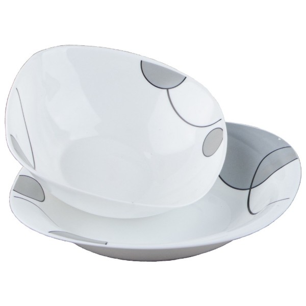 Фото - Тарілка супова Vittora V-230Sgb Сірі бульбашки Square 230 мм