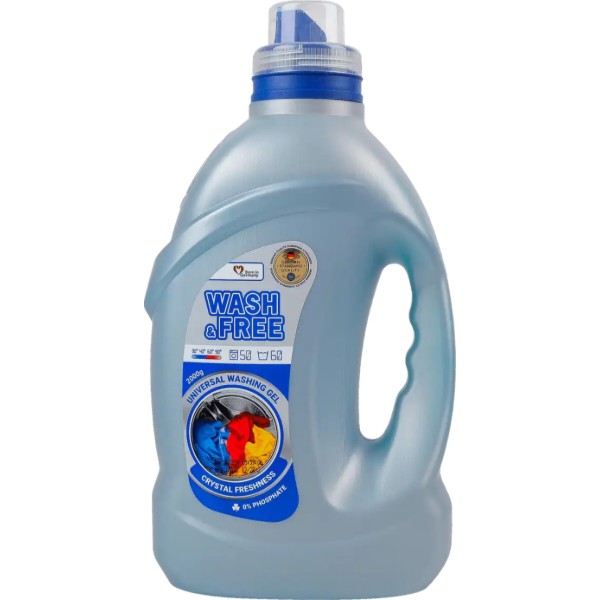 Фото - Гель для прання WASH & FREE Универсальный 2000г Фото - Гель для прання WASH & FREE Универсальный 2000г