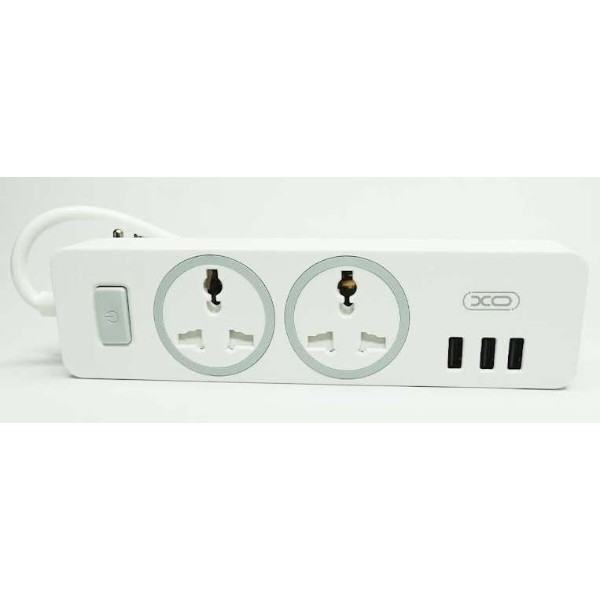 Фото - Сетевой фильтр XO 2 розетки + 3 USB 1.8 м White (WL04)