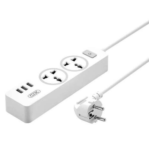 Фото - Сетевой фильтр XO 2 розетки + 3 USB 1.8 м White (WL04)