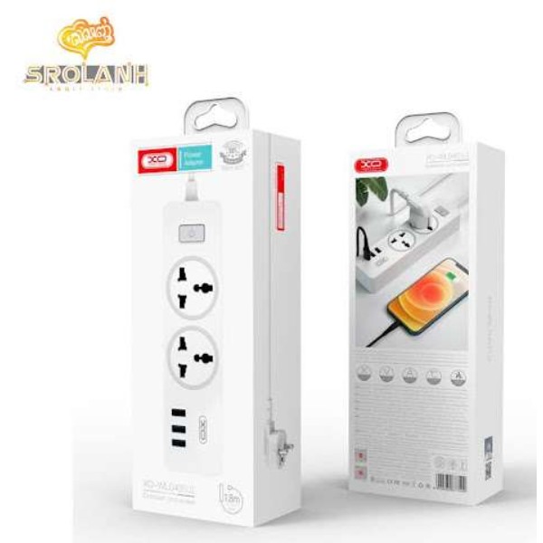 Фото - Сетевой фильтр XO 2 розетки + 3 USB 1.8 м White (WL04)