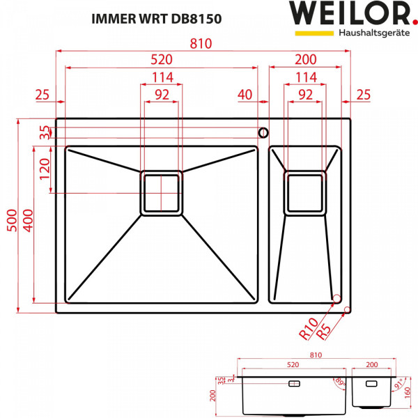 Фото - Мийка кухонна Weilor Immer WRT DB8150