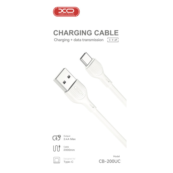 Фото - Кабель синхронізації даних XO 2.1A USB cable for type-c  2м (CB-200UC)