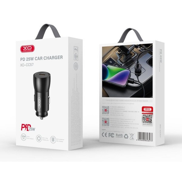 Фото - Автомобільний зарядний пристрій XO CC57 25W Metal Car Charger Type-C PD (CC57_Black)